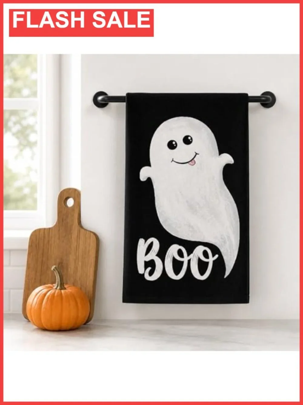 Halloween Ghost Kitchen Dish Towels Set of 2 18x26 Absorbent Polyester